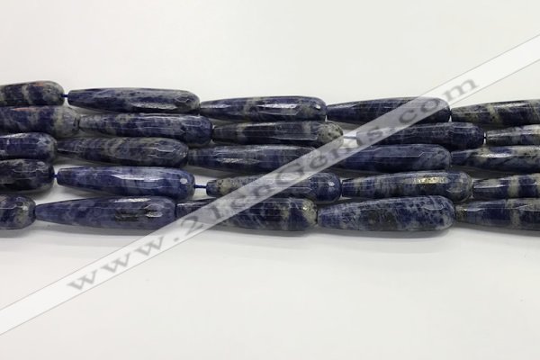 CTR47 15.5 inches 10*40mm faceted teardrop sodalite gemstone beads