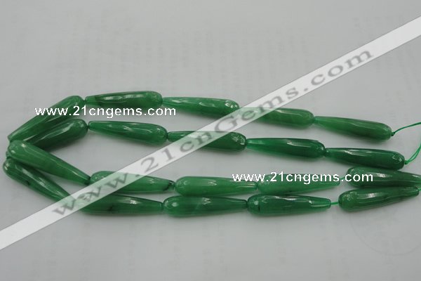 CTR50 15.5 inches 10*40mm faceted teardrop green aventurine beads