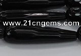 CTR64 15.5 inches 10*40mm faceted teardrop black agate beads