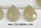 CTR663 Top drilled 10*14mm faceted briolette yellow aventurine beads