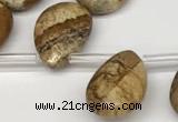 CTR699 Top drilled 12*16mm faceted briolette picture jasper beads