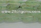 CTR72 15.5 inches 6*16mm faceted teardrop green rutilated quartz beads