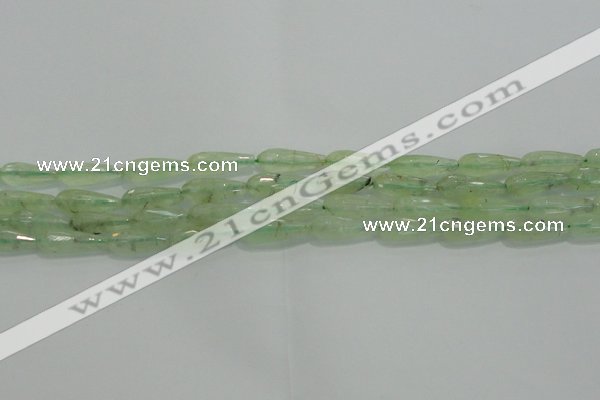 CTR72 15.5 inches 6*16mm faceted teardrop green rutilated quartz beads