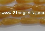 CTR75 15.5 inches 6*16mm faceted teardrop yellow jade beads