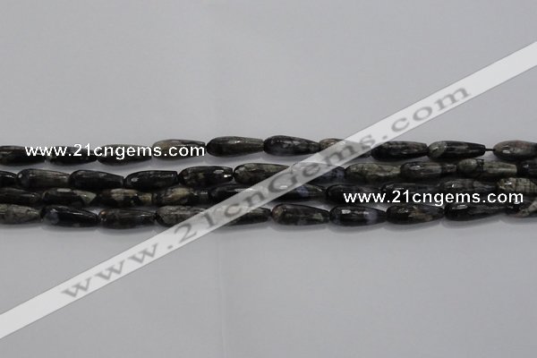 CTR78 15.5 inches 6*16mm faceted teardrop grey opal gemstone beads