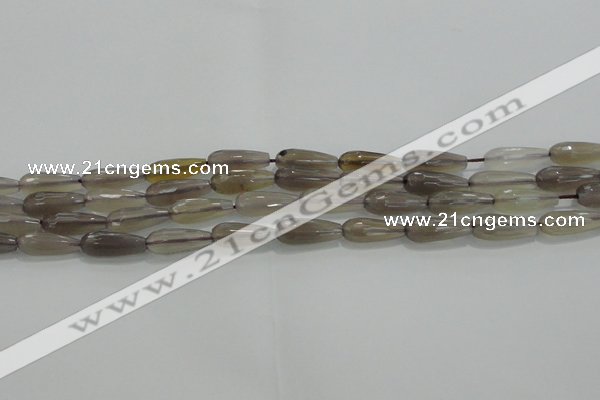 CTR79 15.5 inches 6*16mm faceted teardrop grey agate beads