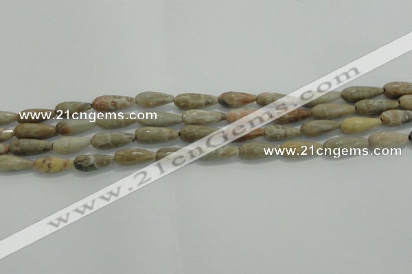 CTR81 15.5 inches 6*16mm faceted teardrop chrysanthemum agate beads