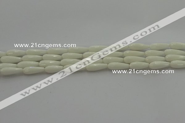 CTR83 15.5 inches 6*16mm faceted teardrop white porcelain beads