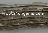 CTR85 15.5 inches 6*16mm faceted teardrop smoky quartz beads