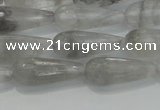 CTR90 15.5 inches 8*20mm faceted teardrop cloudy quartz beads