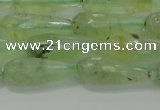 CTR93 15.5 inches 8*20mm faceted teardrop green rutilated quartz beads