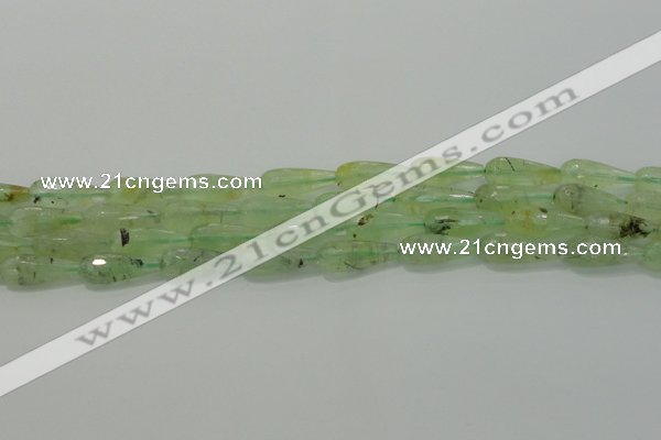 CTR93 15.5 inches 8*20mm faceted teardrop green rutilated quartz beads