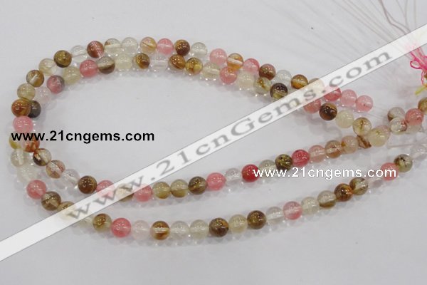 CTS03 15.5 inches 8mm round tigerskin glass beads wholesale