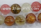 CTS06 15.5 inches 14mm round tigerskin glass beads wholesale