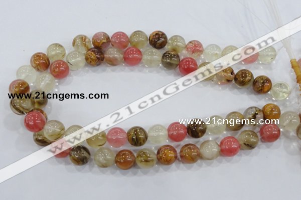 CTS06 15.5 inches 14mm round tigerskin glass beads wholesale