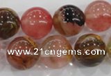CTS07 15.5 inches 16mm round tigerskin glass beads wholesale