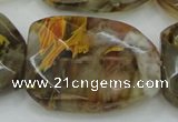 CTS54 30*40mm faceted & twisted rectangle tigerskin glass beads