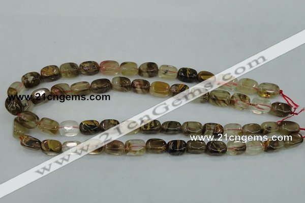 CTS56 15.5 inches 8*14mm nugget tigerskin glass beads wholesale