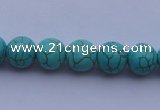 CTU06 15.5 inches 14mm round blue turquoise strand beads Wholesale