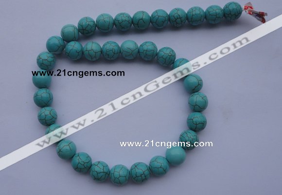 CTU06 15.5 inches 14mm round blue turquoise strand beads Wholesale