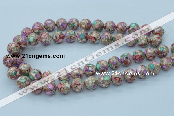 CTU107 16 inches 14mm round dyed flower turquoise beads wholesale