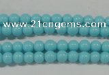 CTU1209 15.5 inches 3mm round synthetic turquoise beads