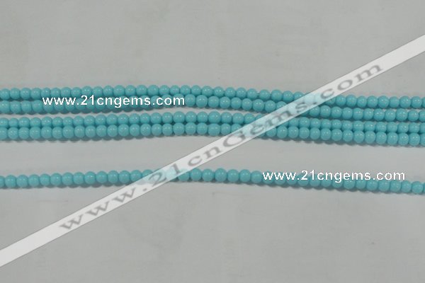 CTU1209 15.5 inches 3mm round synthetic turquoise beads