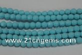 CTU1220 15.5 inches 4mm faceted round synthetic turquoise beads