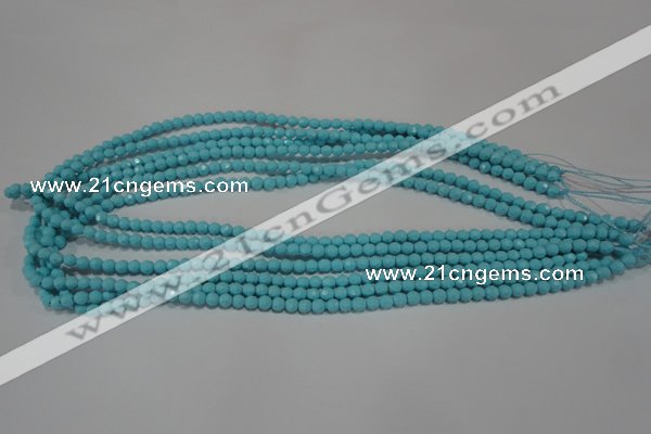 CTU1220 15.5 inches 4mm faceted round synthetic turquoise beads