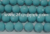 CTU1221 15.5 inches 6mm faceted round synthetic turquoise beads