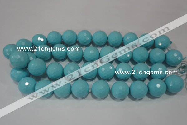 CTU1221 15.5 inches 6mm faceted round synthetic turquoise beads