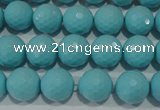 CTU1222 15.5 inches 8mm faceted round synthetic turquoise beads