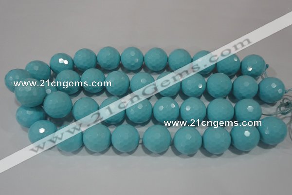 CTU1222 15.5 inches 8mm faceted round synthetic turquoise beads