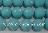 CTU1223 15.5 inches 10mm faceted round synthetic turquoise beads