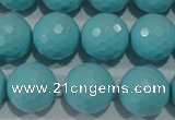 CTU1225 15.5 inches 14mm faceted round synthetic turquoise beads