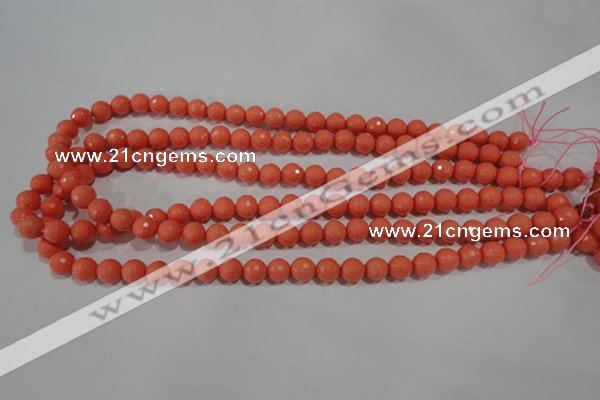 CTU1323 15.5 inches 8mm faceted round synthetic turquoise beads