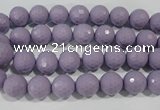 CTU1410 15.5 inches 4mm faceted round synthetic turquoise beads