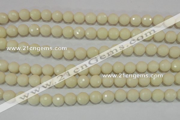 CTU1444 15.5 inches 10mm faceted round synthetic turquoise beads