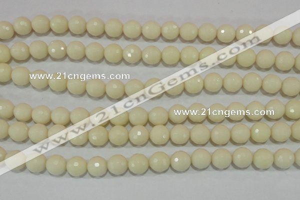 CTU1445 15.5 inches 12mm faceted round synthetic turquoise beads