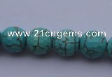 CTU15 15.5 inches 12mm faceted round blue turquoise beads Wholesale