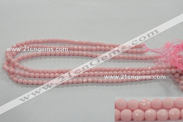 CTU1512 15.5 inches 6mm faceted round synthetic turquoise beads