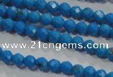 CTU1630 15.5 inches 4mm faceted round synthetic turquoise beads