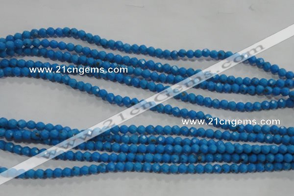 CTU1630 15.5 inches 4mm faceted round synthetic turquoise beads