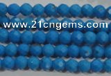 CTU1631 15.5 inches 6mm faceted round synthetic turquoise beads