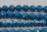 CTU1632 15.5 inches 8mm faceted round synthetic turquoise beads