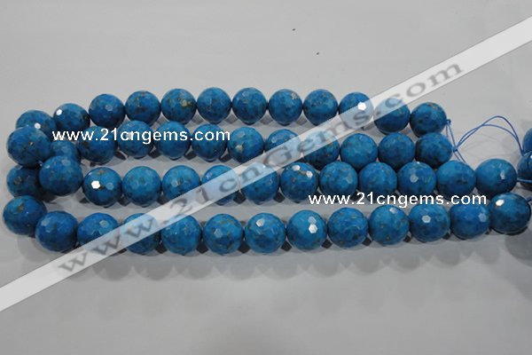 CTU1632 15.5 inches 8mm faceted round synthetic turquoise beads