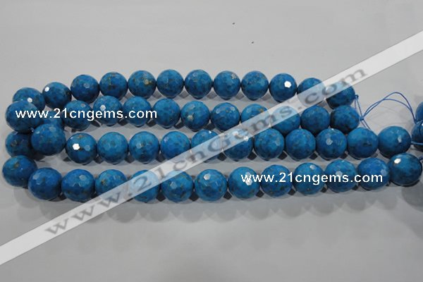 CTU1633 15.5 inches 10mm faceted round synthetic turquoise beads