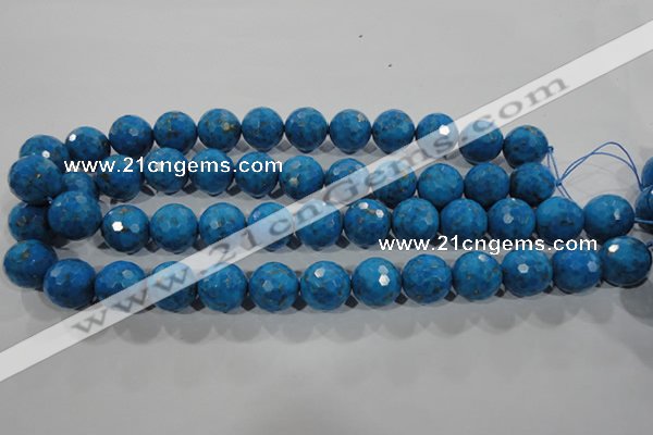 CTU1636 15.5 inches 16mm faceted round synthetic turquoise beads