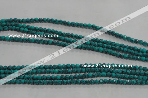 CTU1681 15.5 inches 4mm faceted round synthetic turquoise beads