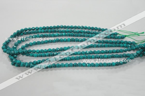 CTU1682 15.5 inches 6mm faceted round synthetic turquoise beads